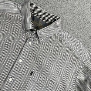 Panhandle Slim Shirt Men L Gray Plaid Western Tuf Cooper Performance Button Down